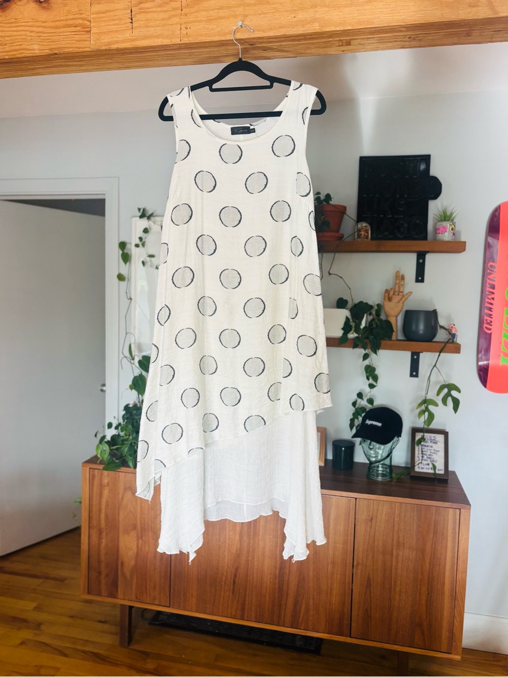 Lightweight Polka Dot Asymmetrical Sleeveless Dress – M/L